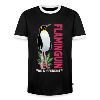 Flaminguin Be Anders Be Different Gift - Men's Ringer Shirt - black/white - Front - AI Model Female 172 light (172cm) & AI Model Male 178 light (178cm)