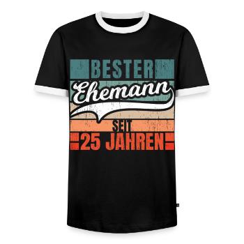 Silberhochzeit Ehemann 25 Jahre Ehe Geschenk - Männer Kontrast-T-Shirt - Schwarz/Weiß - Vorne - AI Model Female 172 light (172cm) & AI Model Male 178 light (178cm)