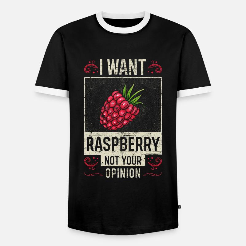 Raspberry saying funny - Men's Ringer Shirt - black/white