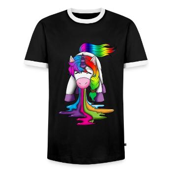 Licorne vomit créatures mythiques arc-en-ciel - T-shirt contrasté Homme - noir/blanc - Devant - AI Model Female 172 light (172cm) & AI Model Male 178 light (178cm)
