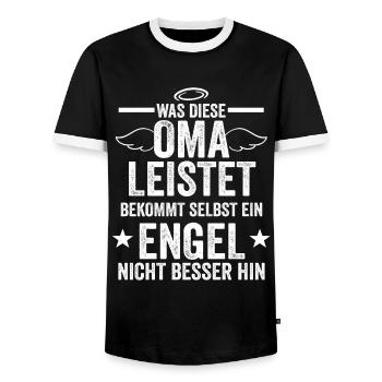 Oma Engel Großmutter Uroma - Männer Kontrast-T-Shirt - Schwarz/Weiß - Vorne - AI Model Female 172 light (172cm) & AI Model Male 178 light (178cm)