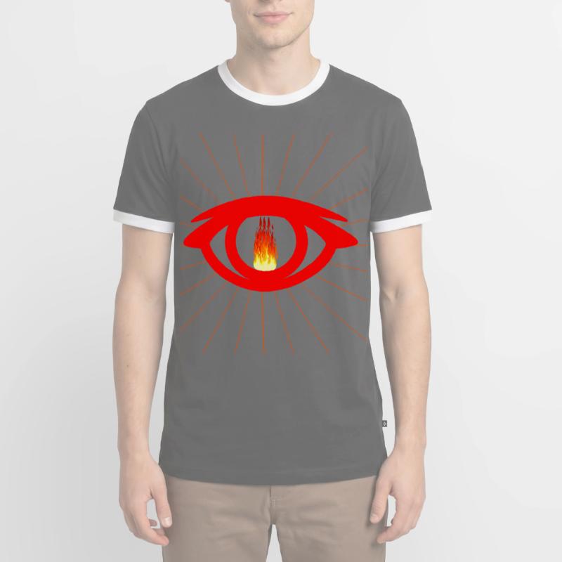 Eye Satan Devil Devil Flame Satanic Men's Ringer Shirt