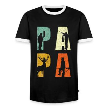 Hunter Dad Hunting Father Gift - Men's Ringer Shirt - black/white - Front - AI Model Female 172 light (172cm) & AI Model Male 178 light (178cm)
