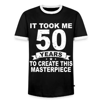 50 Years Birthday 50 Birthday Gift 50 Years - Men's Ringer Shirt - black/white - Front - AI Model Female 172 light (172cm) & AI Model Male 178 light (178cm)