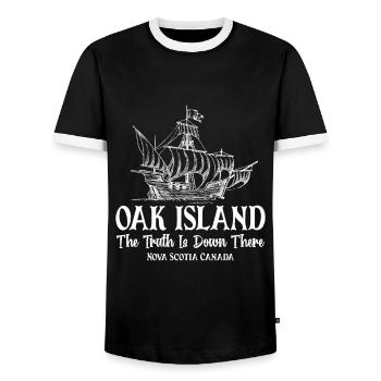 Oak Island Kanada Hunting - Männer Kontrast-T-Shirt - Schwarz/Weiß - Vorne - AI Model Female 172 light (172cm) & AI Model Male 178 light (178cm)