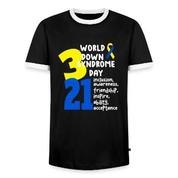 Welt Down Syndrom Tag - Männer Kontrast-T-Shirt - Schwarz/Weiß - Vorne - AI Model Female 172 light (172cm) & AI Model Male 178 light (178cm)