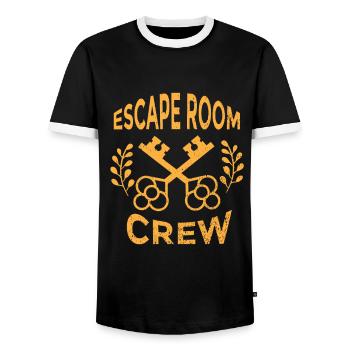 Escape Room Rätzel Room Escape Team - Men's Ringer Shirt - black/white - Front - AI Model Female 172 light (172cm) & AI Model Male 178 light (178cm)