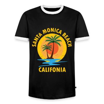 Santa Monica California - Männer Kontrast-T-Shirt - Schwarz/Weiß - Vorne - AI Model Female 172 light (172cm) & AI Model Male 178 light (178cm)