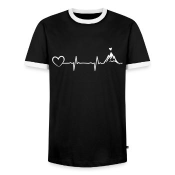Montagne Heartbeat Montagnes Heart Heartbeat Trekking - T-shirt contrasté Homme - noir/blanc - Devant - AI Model Female 172 light (172cm) & AI Model Male 178 light (178cm)