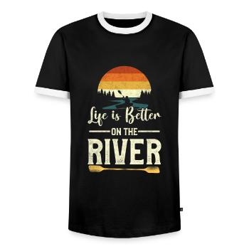 kayak - Men's Ringer Shirt - black/white - Front - AI Model Female 172 light (172cm) & AI Model Male 178 light (178cm)