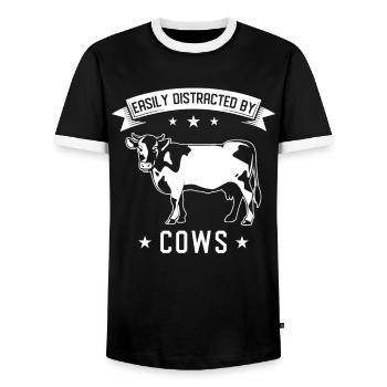 Kuh Kühe Spruch - Männer Kontrast-T-Shirt - Schwarz/Weiß - Vorne - AI Model Female 172 light (172cm) & AI Model Male 178 light (178cm)