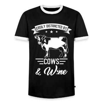 Kuh Kühe Spruch - Männer Kontrast-T-Shirt - Schwarz/Weiß - Vorne - AI Model Female 172 light (172cm) & AI Model Male 178 light (178cm)