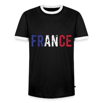 Frankreich - Männer Kontrast-T-Shirt - Schwarz/Weiß - Vorne - AI Model Female 172 light (172cm) & AI Model Male 178 light (178cm)