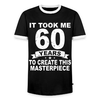 60 Years Birthday 60 Birthday Gift 60 Years - Men's Ringer Shirt - black/white - Front - AI Model Female 172 light (172cm) & AI Model Male 178 light (178cm)