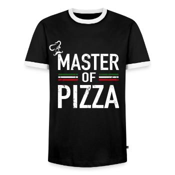 Italy Pizza Chef Outfit - Master Of Pizza - Men's Ringer Shirt - black/white - Front - AI Model Female 172 light (172cm) & AI Model Male 178 light (178cm)