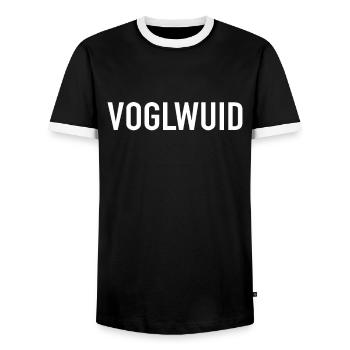 Voglwuid - Dialekt Spruch Bayrische Sprüche - Männer Kontrast-T-Shirt - Schwarz/Weiß - Vorne - AI Model Female 172 light (172cm) & AI Model Male 178 light (178cm)