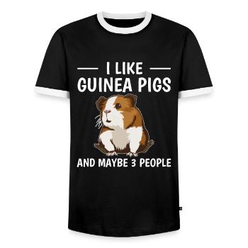 Cobaye I Like Guinea Pigs - T-shirt contrasté Homme - noir/blanc - Devant - AI Model Female 172 light (172cm) & AI Model Male 178 light (178cm)