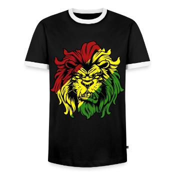 Rasta Lion Roots Reggae Musique Jah Jamaïque cadeau - T-shirt contrasté Homme - noir/blanc - Devant - AI Model Female 172 light (172cm) & AI Model Male 178 light (178cm)
