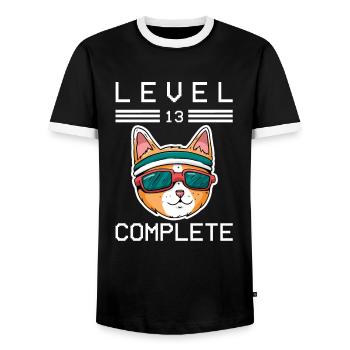 Kids Level 13 Years Birthday Shirt Gamer Shirt - Men's Ringer Shirt - black/white - Front - AI Model Female 172 light (172cm) & AI Model Male 178 light (178cm)