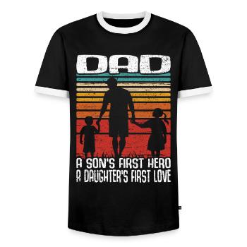 Vintage fête des pères rétro papa premier amour héros - T-shirt contrasté Homme - noir/blanc - Devant - AI Model Female 172 light (172cm) & AI Model Male 178 light (178cm)