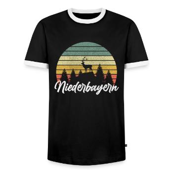 Niederbayern dahoam Bayern heimat Berge Wander - Männer Kontrast-T-Shirt - Schwarz/Weiß - Vorne - AI Model Female 172 light (172cm) & AI Model Male 178 light (178cm)