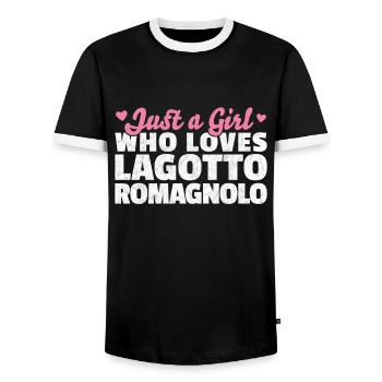 Fille le Lagotto Romagnolo aime sort - T-shirt contrasté Homme - noir/blanc - Devant - AI Model Female 172 light (172cm) & AI Model Male 178 light (178cm)