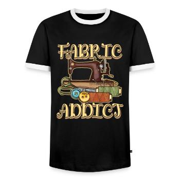 FABRIC ADDICT for a seamstress seamstress - Men's Ringer Shirt - black/white - Front - AI Model Female 172 light (172cm) & AI Model Male 178 light (178cm)