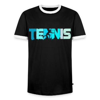 Tennis Trainer Tennisspieler Tennisspielerin - Männer Kontrast-T-Shirt - Schwarz/Weiß - Vorne - AI Model Female 172 light (172cm) & AI Model Male 178 light (178cm)