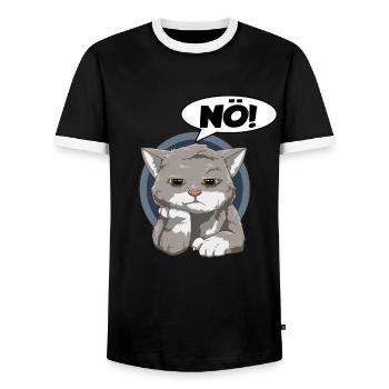 Katze Kater Streiken Ärgern Null Bock Keine Lust - Männer Kontrast-T-Shirt - Schwarz/Weiß - Vorne - AI Model Female 172 light (172cm) & AI Model Male 178 light (178cm)
