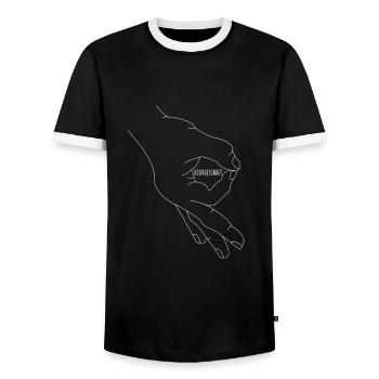 Reingeschaut Reingeguckt Retro Meme - Männer Kontrast-T-Shirt - Schwarz/Weiß - Vorne - AI Model Female 172 light (172cm) & AI Model Male 178 light (178cm)