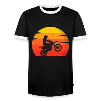 Motorry Motocross Enduro battement de cœur - T-shirt contrasté Homme - noir/blanc - Devant - AI Model Female 172 light (172cm) & AI Model Male 178 light (178cm)