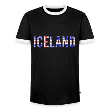 Drapeau de l’Islande Police - T-shirt contrasté Homme - noir/blanc - Devant - AI Model Female 172 light (172cm) & AI Model Male 178 light (178cm)