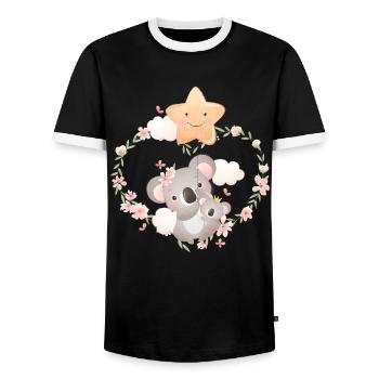 Sweet Koala Baby with Koalamama - Men's Ringer Shirt - black/white - Front - AI Model Female 172 light (172cm) & AI Model Male 178 light (178cm)