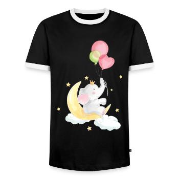 Doux éléphant bébé - T-shirt contrasté Homme - noir/blanc - Devant - AI Model Female 172 light (172cm) & AI Model Male 178 light (178cm)