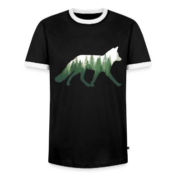 Fox Nature Forest - Men's Ringer Shirt - black/white - Front - AI Model Female 172 light (172cm) & AI Model Male 178 light (178cm)