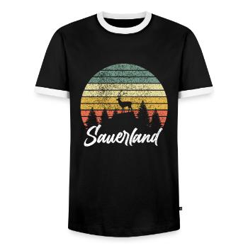 Sauerland Sauerländer Nordrhein-Westfalen Geschenk - Männer Kontrast-T-Shirt - Schwarz/Weiß - Vorne - AI Model Female 172 light (172cm) & AI Model Male 178 light (178cm)