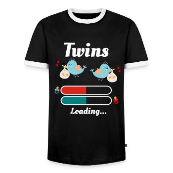 Jumelles - T-shirt contrasté Homme - noir/blanc - Devant - AI Model Female 172 light (172cm) & AI Model Male 178 light (178cm)