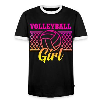 Volley joueur volleyball filles - T-shirt contrasté Homme - noir/blanc - Devant - AI Model Female 172 light (172cm) & AI Model Male 178 light (178cm)