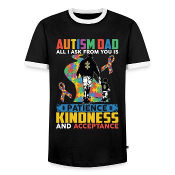 Autism Dad Patience Kindness Acceptance - Men's Ringer Shirt - black/white - Front - AI Model Female 172 light (172cm) & AI Model Male 178 light (178cm)