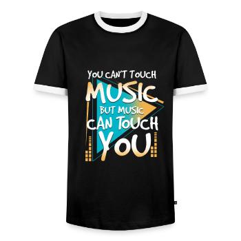 Musique | Musiciens dans un groupe | Musiciens - T-shirt contrasté Homme - noir/blanc - Devant - AI Model Female 172 light (172cm) & AI Model Male 178 light (178cm)