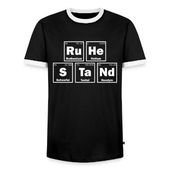 Pension de retraite Chimie Professeur Chimiste Retraitée - T-shirt contrasté Homme - noir/blanc - Devant - AI Model Female 172 light (172cm) & AI Model Male 178 light (178cm)