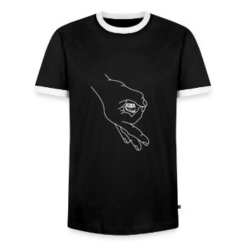 Reingeschaut Reingeguckt Retro Meme - Männer Kontrast-T-Shirt - Schwarz/Weiß - Vorne - AI Model Female 172 light (172cm) & AI Model Male 178 light (178cm)