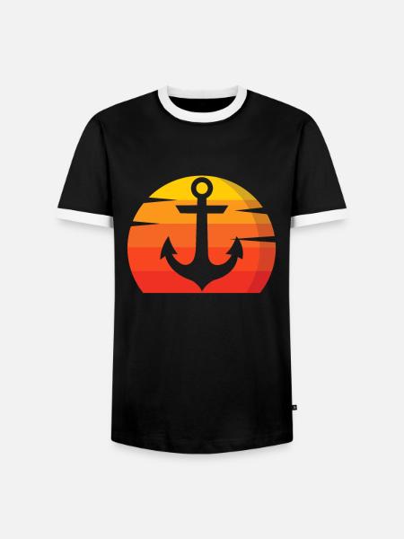 Anker Schiff Seefahrt - Männer Kontrast-T-Shirt - Schwarz/Weiß
