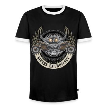 Biker Skull Biker Enthusiast Biker Biker Boyz - Men's Ringer Shirt - black/white - Front - AI Model Female 172 light (172cm) & AI Model Male 178 light (178cm)