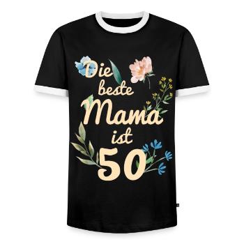 The best mom is 50 years old gift 1971 - Men's Ringer Shirt - black/white - Front - AI Model Female 172 light (172cm) & AI Model Male 178 light (178cm)