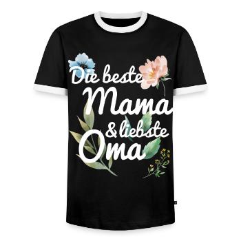 DIe beste Mama und liebste Oma Spruch floral Blume - Männer Kontrast-T-Shirt - Schwarz/Weiß - Vorne - AI Model Female 172 light (172cm) & AI Model Male 178 light (178cm)