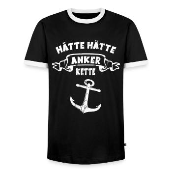 Hätte Hätte Ankerkette - Boot Schiff Kapitän - Männer Kontrast-T-Shirt - Schwarz/Weiß - Vorne - AI Model Female 172 light (172cm) & AI Model Male 178 light (178cm)