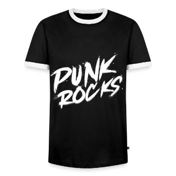 Punk Rocks Punker Saying Punk Rock Rocker Outfit - Men's Ringer Shirt - black/white - Front - AI Model Female 172 light (172cm) & AI Model Male 178 light (178cm)