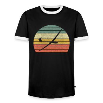 Glider glider gliding gift idea - Men's Ringer Shirt - black/white - Front - AI Model Female 172 light (172cm) & AI Model Male 178 light (178cm)