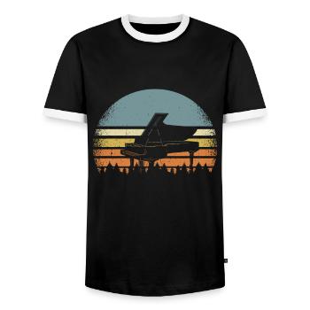 Piano Keyboard Pianists Piano Piano Piano Piano Pianist - Men's Ringer Shirt - black/white - Front - AI Model Female 172 light (172cm) & AI Model Male 178 light (178cm)